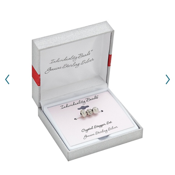 Individuality Beads Sterling Silver Crystal Striped Stopper & Spacer Bead Set